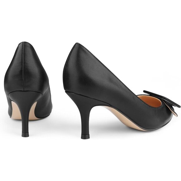 🆕Women's Black Kitten Heels Closed Pointy Toe Pumps Stiletto Heels Office Shoes - Picture 3 of 8